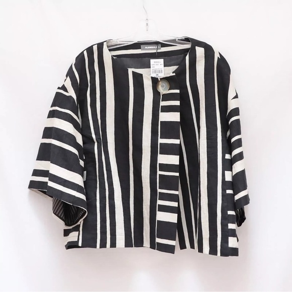 NWT Alembika striped blazer jacket plus size 2X 3X linen cotton new summer